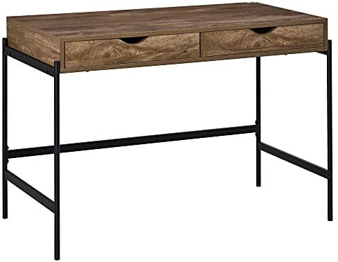 HOMCOM Computertisch Industriestil Schreibtisch Bürotisch mit Schubladen Home-Office Tisch MDF Metall Braun+Schwarz 110 x 55 x 75 cm