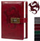 Drachen Leder Journal Notizbuch, Tagebuch mit Zahlenschloss, liniert/blanko Papier Notizbuch, B6 Schreibtagebücher Schreibwaren (Wein)
