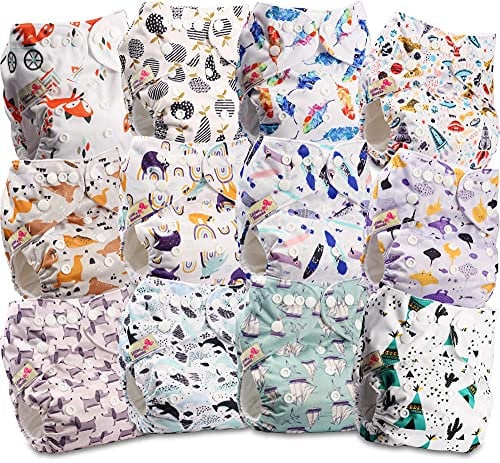 Littles and Bloomz FLP2-1201 Windel, wiederverwendbar, Standard-Popper, 12 Windeln