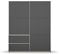 Rauch Möbel Sevilla Schrank Kleiderschrank Schwebetürenschrank, Grau metallic, Schwarz, Griffleisten alufarbig, 2-türig, inkl. 2 Kleiderstangen, 2 Einlegeböden BxHxT 175x210x59 cm