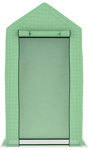 Susany Gewächshaus mit Stahlrahmen 1 Tür Pflanzenhaus Treibhaus Tomatenhaus Garten Foliengewächshaus Folienzelt Frühbeet 0,5m² 1x0,5x1,9m