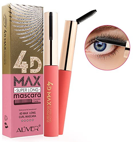 YUN 4D Seidenfaser Wimperntusche Schwarz,Natürliche wasserfeste,wischfeste Wimperntusche,Natürliche Verdickung,Verlängerungs-Mascara,Luxuriös aussehende Wimpern für den ganzen Tag