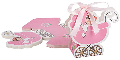 Geschenkbox Papier Süßigkeiten Gastgeschenk Box Baby Party Dekoration für Babydusche Taufe Geburt Party Rosa 25Pcs