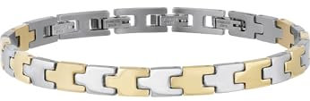 Breil, Herrenarmband Carve Collection, IP Gold Edelstahlarmband für Herren mit Glänzender Oberfläche und Individuellem Mittelelement, Verstellbare Länge von 22 cm bis 17 cm