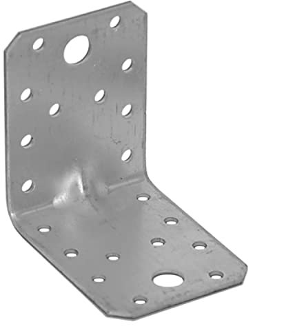 Gedotec Heavy Duty Angle Connector with Bead 90° Eurocode Holes | 4 pcs Angle Iron - 70x70x55 mm | Post Base with Rib Screw-on Angle | Metal Angle Metal Angle 90 Degree Angle Metal