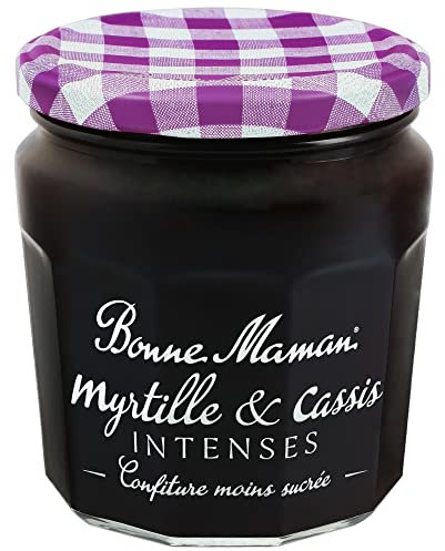 Bonne Maman - Confiture Myrtille & Cassis Intenses - Riche en Fruits et moins sucrée - 335g