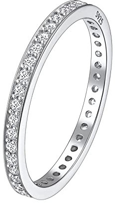 Suplight Herren Damen Ring Silber 925 mit Kristall 14K Weißgold Solitärring Spannrings Cubic Zirkonia Ring Weiß Verlobungsring Eternityringe 52