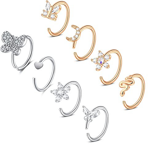 Zolure 20G 18g Chirurgenstahl Nasenring Nasenpiercing 8Mm Nasen Piercing Schmuck Für Frauen Männer Knorpel Helix Ohrring Reifen Septum Piercing Schmuck