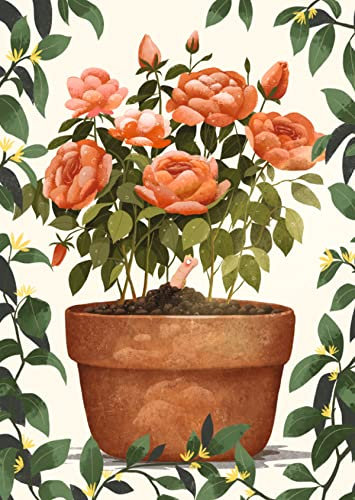 Inkognito Postkarte | Anlass: ''Glückwünsche'', Motiv: Topfpflanze & Wurm ''Topwurm'' | Künstler: Emilia Dziubak | Art-Nr.: 10224 | vom Berliner Verlag