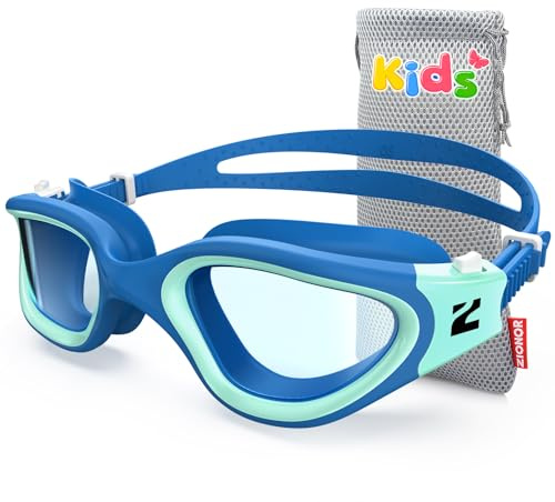 ZIONOR Kids Swim Goggles, G1MINI SE No Leak Anti-Fog Goggles for Kids 6-14, Soft Silicone Comfort Fit, Easy Adjust Strap