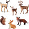 Kiwochy Woodland Tiere Figuren Waldtiere Figuren Spielzeug Wald Tierfiguren Tiere Spielzeug mit Hirsch Familie Fuchs Kaninchen Eichhörnchen für Wald Kuchen Topper Weihnachten Party Deko 6 STK