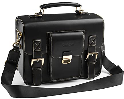 Cwatcun Kameratasche Kamera Umhängetasche Kompaktkamera Tasche Wasserdicht Retro Kompatibel für Canon Nikon Sony SLR/DSLR Spiegellose Kamera und Objektiv Schwarz, Klein