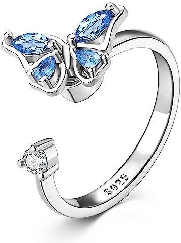 AINUOSHI Schmetterling Ring Einstellbare Spinner Anxiety Ring, Zappel Ringe, Spinner Ring für Damen Herren