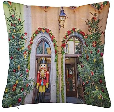 ERICAT Überwurf Kissen Fall Quadratisch Kissenbezug,Weihnachtsbäume und Holzspielzeug,Home Dekorative Sofa Sessel Schlafzimmer Wohnzimmer 45x 45cm