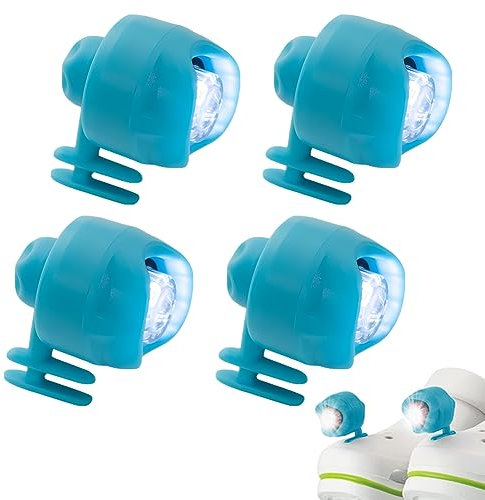 Scheinwerfer für Croc Wiederaufladbare Schuhlampen - WASAGA 4 stück LED Freisprecheinrichtung Tragbare Schuhe Taschenlampen 3 Modi zum Wandern, Gehen, Laufen, Spazierengehen mit dem Hund (Blau)