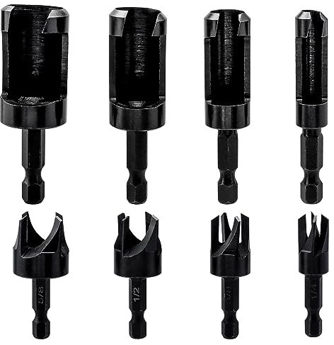 Bestgle 8 stück zapfenbohrer set 1/4 zoll sechskantschaft holz plug cutter bohrer set rundschaft kohlenstoffstahl klaue konisch bohrer set fräser holz plug bits für holzbearbeitung