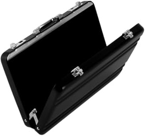 SagaSave Portefeuille fin en aluminium pour cartes de visite pour homme et femme, étui professionnel en métal et mini valise (noir)