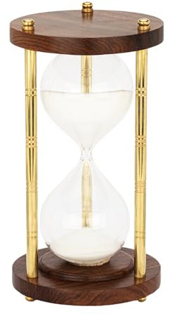 NKlaus 14995 Sablier nautique 60 min 3 colonnes en laiton/bois 23 x 12,5 cm Décoration maritime