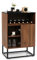 COSTWAY Wine Cabinet Sideboard, Industrial Kitchen Storage Cabinet with Tempered Glass Top, Wine Rack, Adjustable Shelf, Sliding Door & Anti-Tipping Device, Wooden Buffet Cupboard Organizer