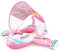 Swimbobo Flotteur de piscine gonflable en voiture pour bébé avec auvent réglable et siège de sécurité pour enfants (avion rose)