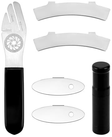 QWORK Bicycle Disc Rotor Truing Fork Repair Tool Kit with Brake Pad Gap Regulators, Stainless Steel Adjusting Tools and Tire Reamer and Insertion Tool for Precision Bike Brake Maintenance