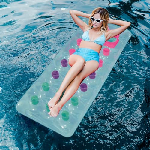 ACTOYS Luftmatratze Wasser Erwachsene Kinder, Luftmatratze Pool Aufblasbare, Aufblasbare Schwimmbett, Luftmatratze Pool Strand für Sommer Partys, Pool Strand (Weiß)