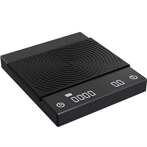 CRBUDY Báscula de cocina para alimentos, báscula de café con temporizador, báscula Digital inteligente, báscula de café por goteo, báscula electrónica (negro)