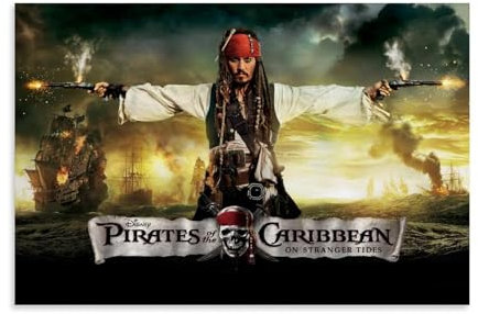 Pirates of The Caribbean Cast Jack Sparrow Poster Dekorative Malerei Leinwand Wandkunst Wohnzimmer Poster Schlafzimmer Malerei,Wandkunst Bilddruck Moderne Familienzimmer Dekor 12x18inch(30x45cm)