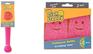 Scrub Daddy Dish Wand Scrubbing Brush with Handle, Soap Dispensing Dish Brushes & Dish Wand Scrubbing Brush Replacement Heads, Soap Dispensing Dish Brushes