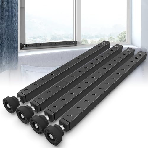 WooFog Barras de seguridad ajustables verticales para ventanas, barra de bloqueo de puerta corrediza de vidrio para patio con patas de goma, tope de seguridad para ventanas de arriba y abajo, color