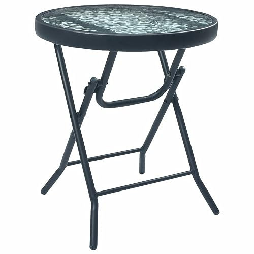 ShCuShan Bistrot - Mesa de café (40 x 46 cm, acero y cristal, mesa de centro de hierro para jardín, mesa redonda de balcón estilo Liberty I Mesa de centro para Bistrot, color negro