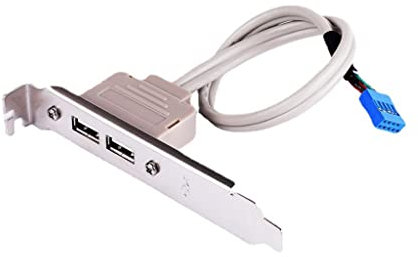 Psdndeww 2 Ports USB 2.0 Female Back Panel To Motherboard 9pin Header Connector Cable Adapter With Slot Plate Bracket 30cm