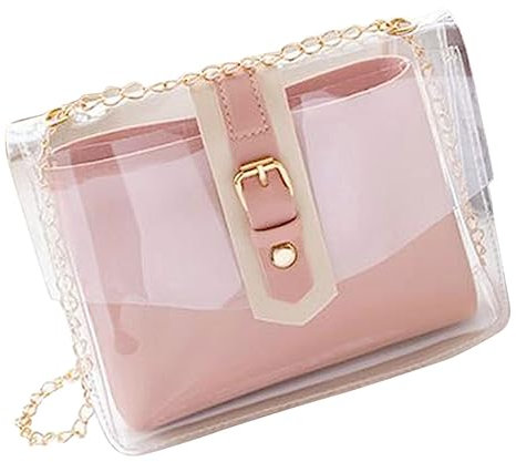 DEARMAMY 1 Set Borsa a Tracolla Trasparente Borsa Per Il Tempo Libero Borse Da Donna Borse Tote Da Donna Borse Trasparenti Per Femminile Borsa Trasparente Borsa Di Gelatina Rosa Pvc