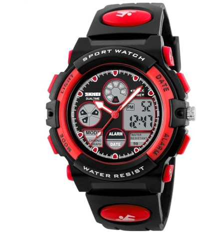 errcom Kinderuhr Jungen Mädchen Digitaluhren, Kinder Sport 5 ATM wasserdicht Digital Uhren mit Alarm/Timer/EL Licht, Blau Kinderuhren Outdoor Armbanduhr für Jugendliche Jungen Mädchen