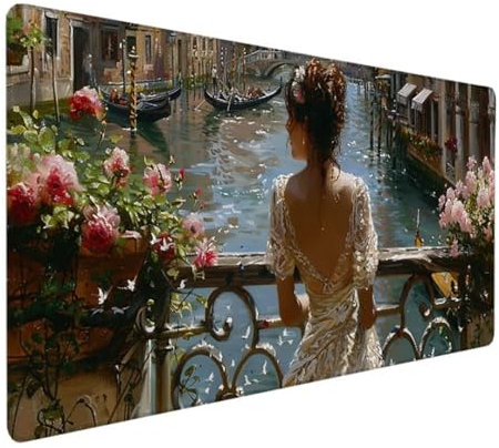 Grand Tapis de Souris de Jeu XXL avec Caoutchouc imperméable et antidérapant pour PC, MacBook, étude, Ordinateur Portable, Ordinateur de Jeu, Maison, topographique 600 x 300 x 3 mm Peinture Art 0-4