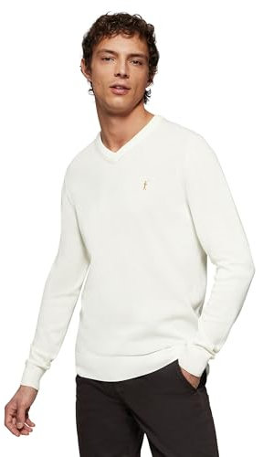 Polo Club Jersey Básico de Cuello Pico para Hombre - Suéter Manga Larga 100% Algodón con Logo Bordado