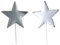 weihnachtlicher stimmungsvoller Deko-Stecker Garten-Stecker Stern Metall grau und weiß mit etwas silbernem Glitzer in 2 verschiedenen Größen (2-er Set klein)