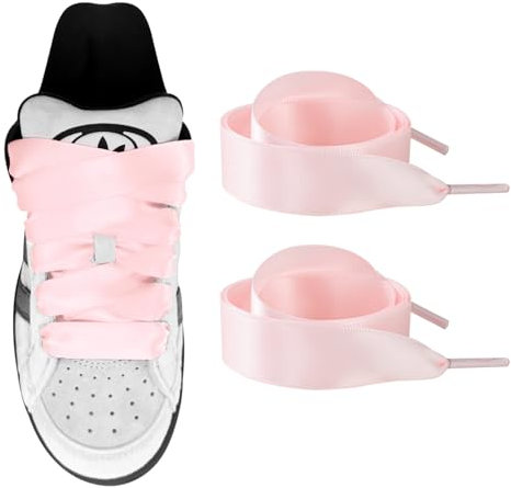 UamGlsob Lacets Satin 20mm Pour Baskets Adidas Campus 00s, Lacet Ruban Plat Soyeux Pour Femmes Chaussures DéContractéEs Et Tendance (Pink,54/140cm)