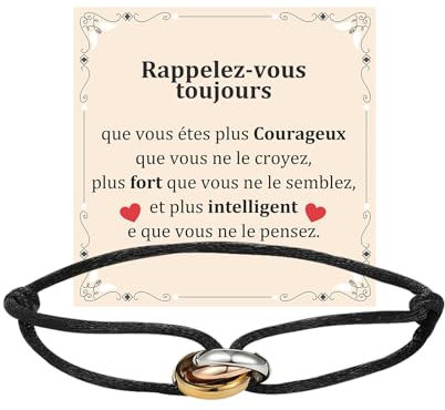 QianSiLi Armband mit Ring, Dreifarbig, Rote Glücksarmbänder, Armband für Damen und Herren, Verstellbar, Edelstahl(1)