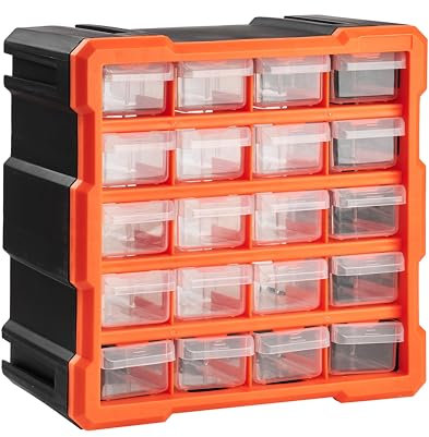 Nilpferd Sortierbox Sortimentskasten Kleinteile Organizer mit Schubladen, geeignet für die Wandmontage, Kleinteilemagazin für die Werkstatt, Büro oder zu Hause (Orange, 40 Fächer)