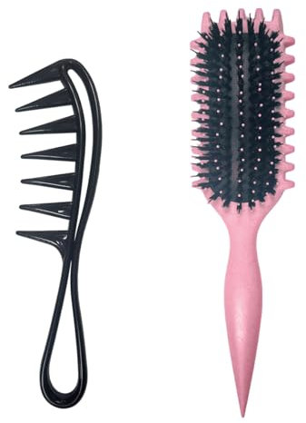 Ruayia Zahnkämme + Hai Zahnkamm Frauen, Breiter Zahnkamm Kit für Männer Haarstyling Salon, Strähnenkamm Wide Tooth Comb, Lockenbürste Lockenkamm Grobzinkiger - Rosa