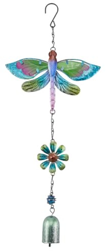 GORGECRAFT Libellen Windspiel Grün Metall Eisen Wasserdicht Tier Libellen Blumen Blumendekoration Leuchtendes Windfänger Glockenspiel Mit Glocke Für Drinnen Und Draußen Haus Garten Festival Party