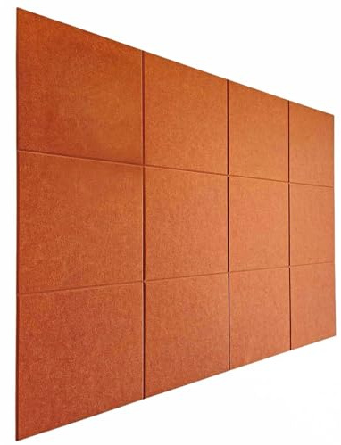 BESTORI Große Filz Pinnwand Selbstklebend 12 Stück 30 x 30 cm, Filzboard Memotafeln Memo Boards für Büro, Wohnzimmer, Schlafzimmer, Wand Orange