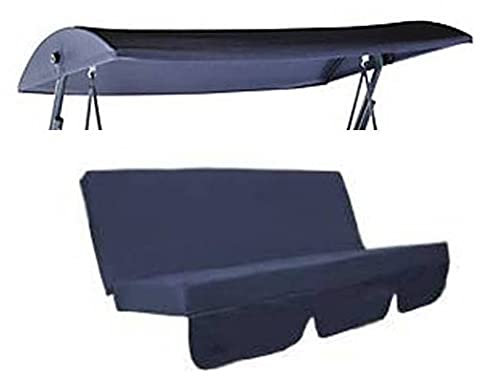 Replacement Canopy for Garden swing 3 seater 195 x 125 Round B&Q with matching cushion cover (Navy)