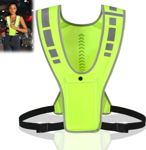 URAQT Reflektierende Sicherheitsweste Set, Reflektierende Warnweste Einstellbar & Elastische Reflektierendes Armbands, Reflektoren Sicherheits für Fahrrad, Joggen, Laufen, Wandern