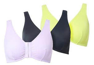 Ulla Popken Damen große Größen Übergrößen Plus Size Bustiers, 3er-Pack, Vorderverschluss, Mikrofaser apfelgrün 110D 824213419-110D