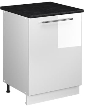 Vicco Spülenunterschrank Fame-Line, Weiß Hochglanz/Weiß, 60 cm