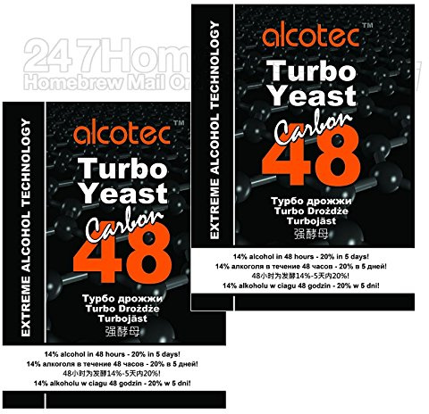 2x Alcotec Carbon 48 Turbo Yeast with Activated Carbon