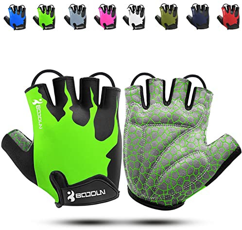 KONVINIT Fahrradhandschuhe Herren Sommer Halbfinger MTB Handschuhe,Radhandschuhe für Mountainbike/Rennrad,Fahrrad Handschuhe Freizeit Herren und Damen,Atmungsaktive rutschfeste Stoßdämpfung,Grün