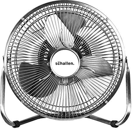 Schallen Small 9 Metal High Velocity Cold Air Circulator Adjustable Floor Fan with 3 Speed Settings (Chrome | Silver)